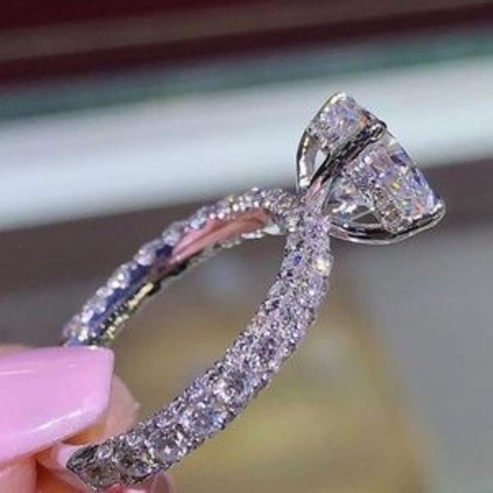 NEW 925 Silver Oval Diamond Engagement Ring A